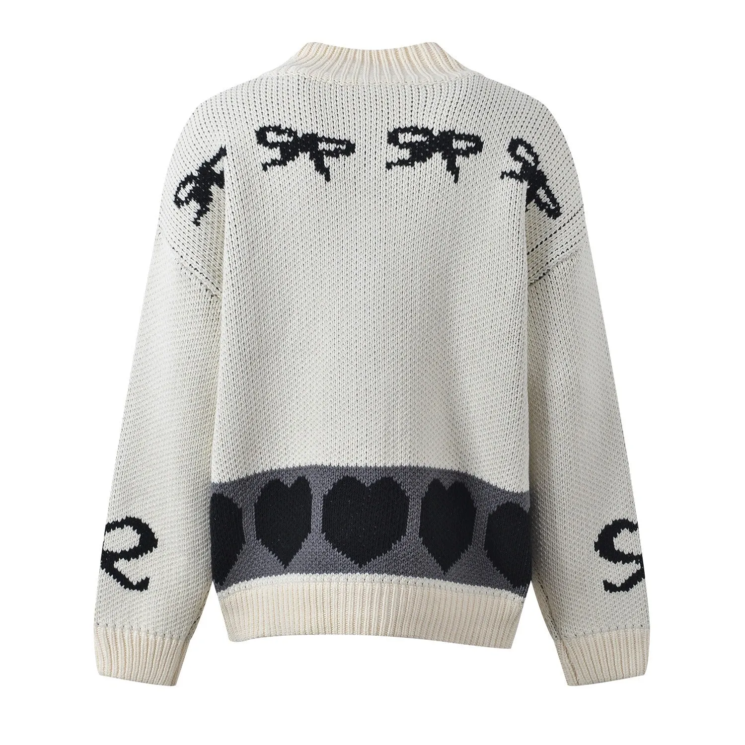Pre Order:  Love Bow Jacquard Knitted Cardigan