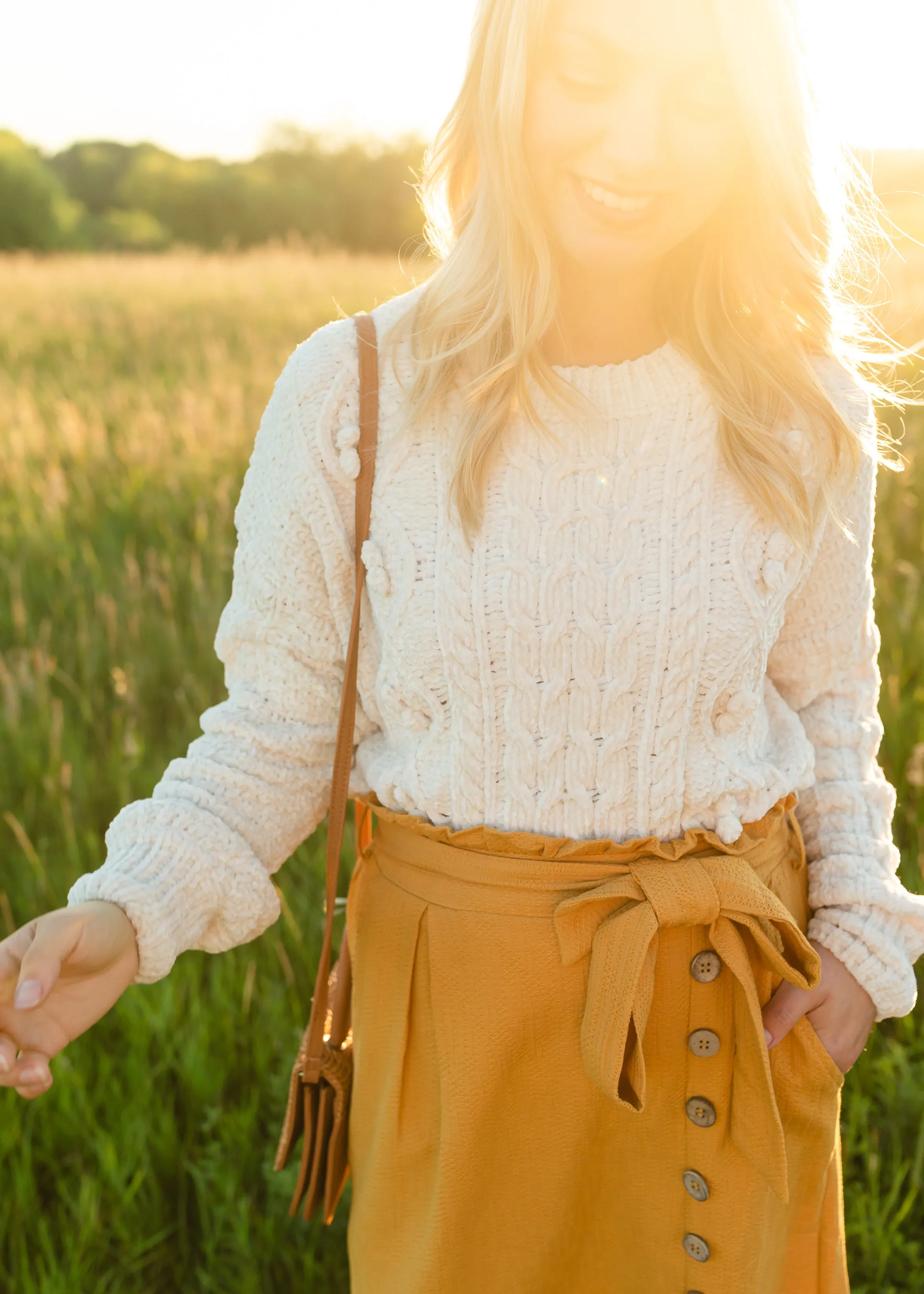 Pullover Chenille Pom Detail Sweater