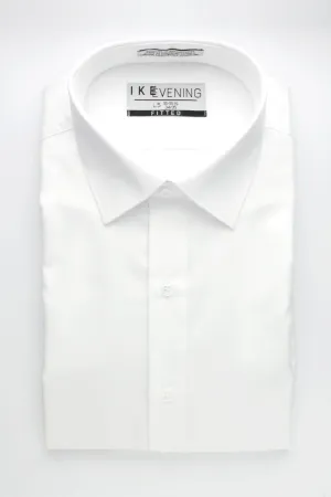 "Evening Twill" White Laydown Dress Shirt