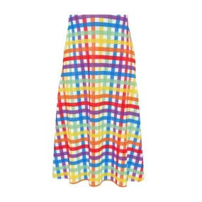 Rainbow Mesh Midi Skirt