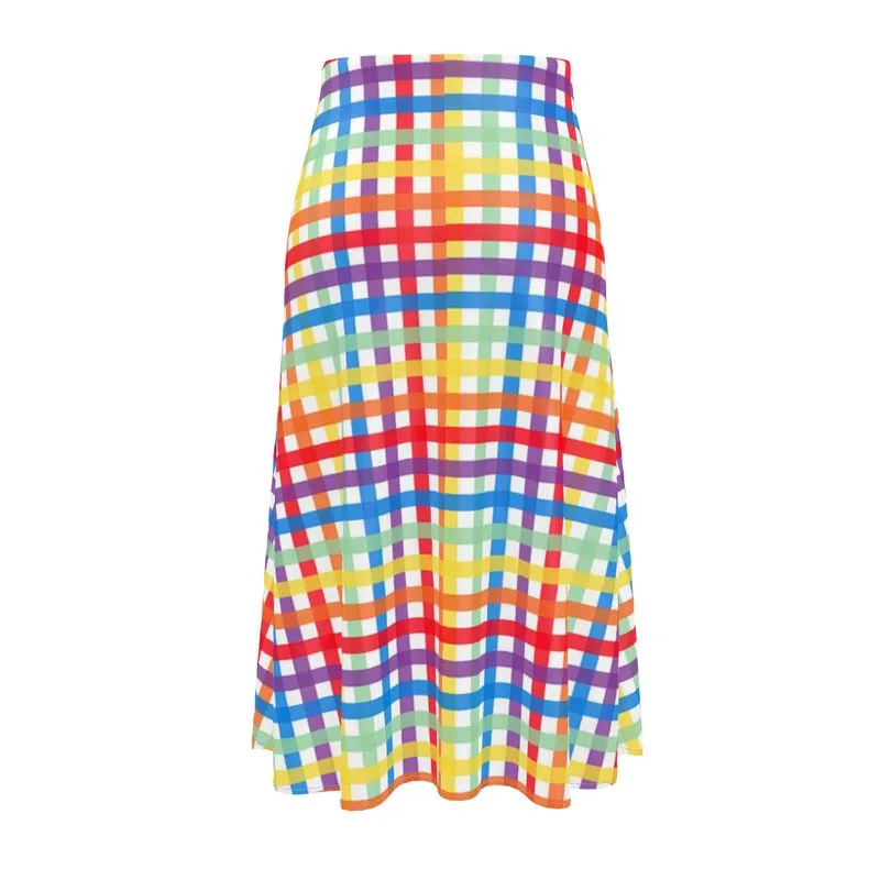 Rainbow Mesh Midi Skirt
