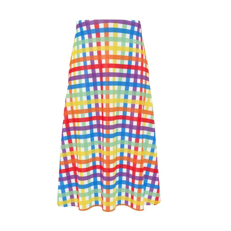 Rainbow Mesh Midi Skirt