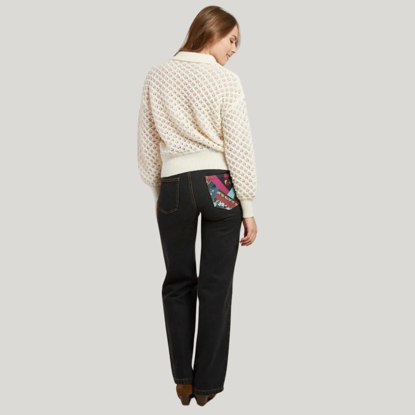 Rene Derhy Caledonie Jumper With Embellished Collar | Cream
