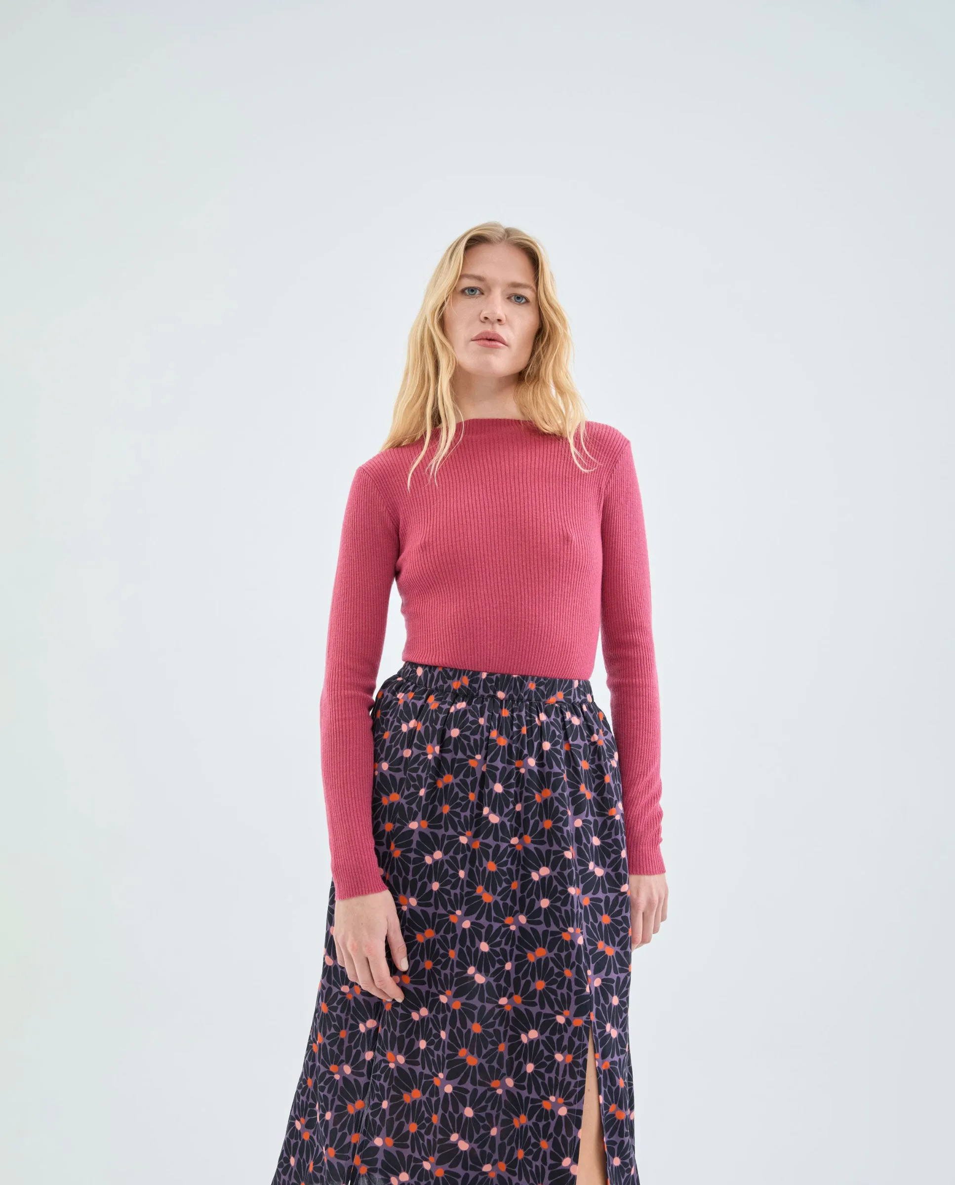Rib Knitted Sweater Pink