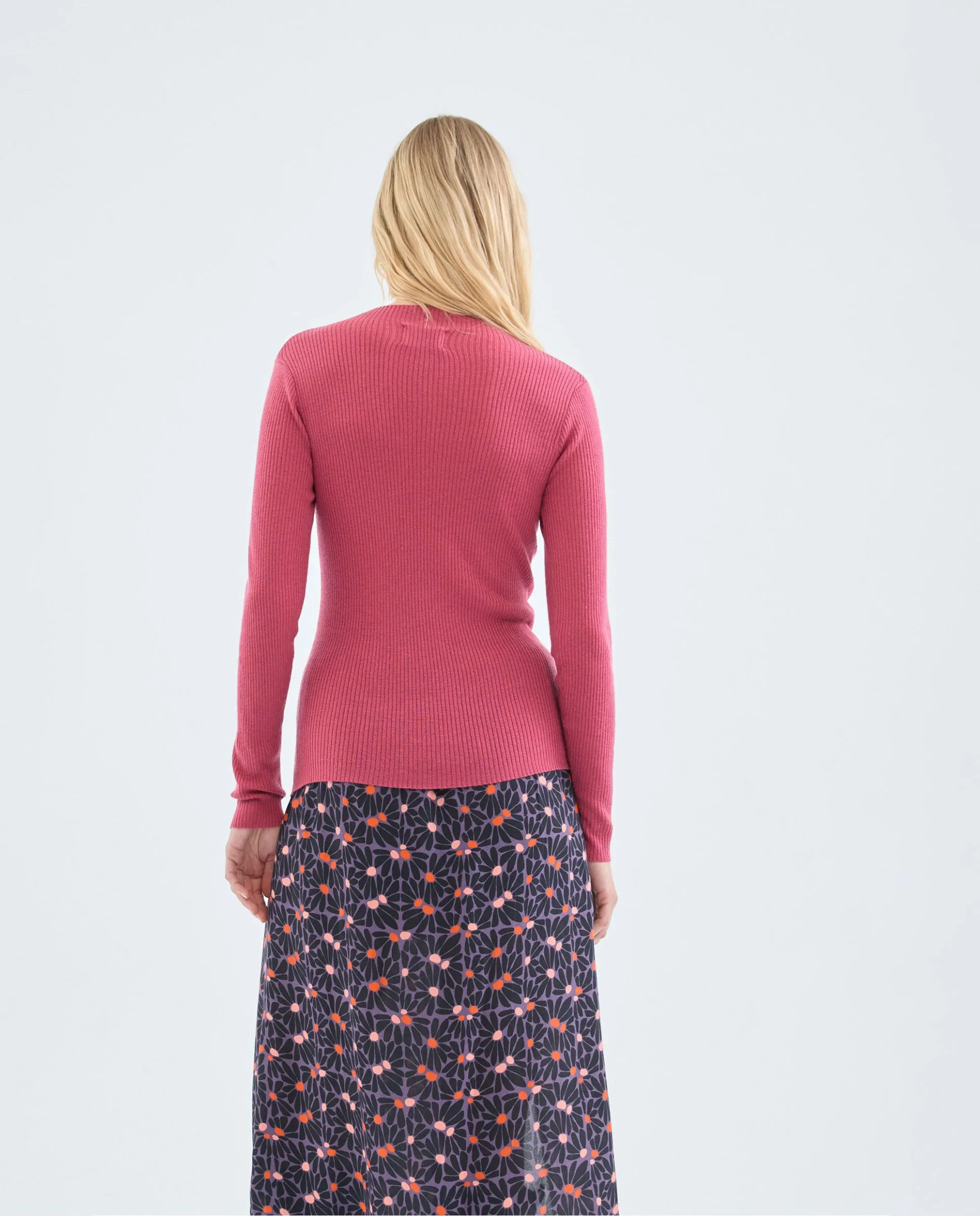 Rib Knitted Sweater Pink