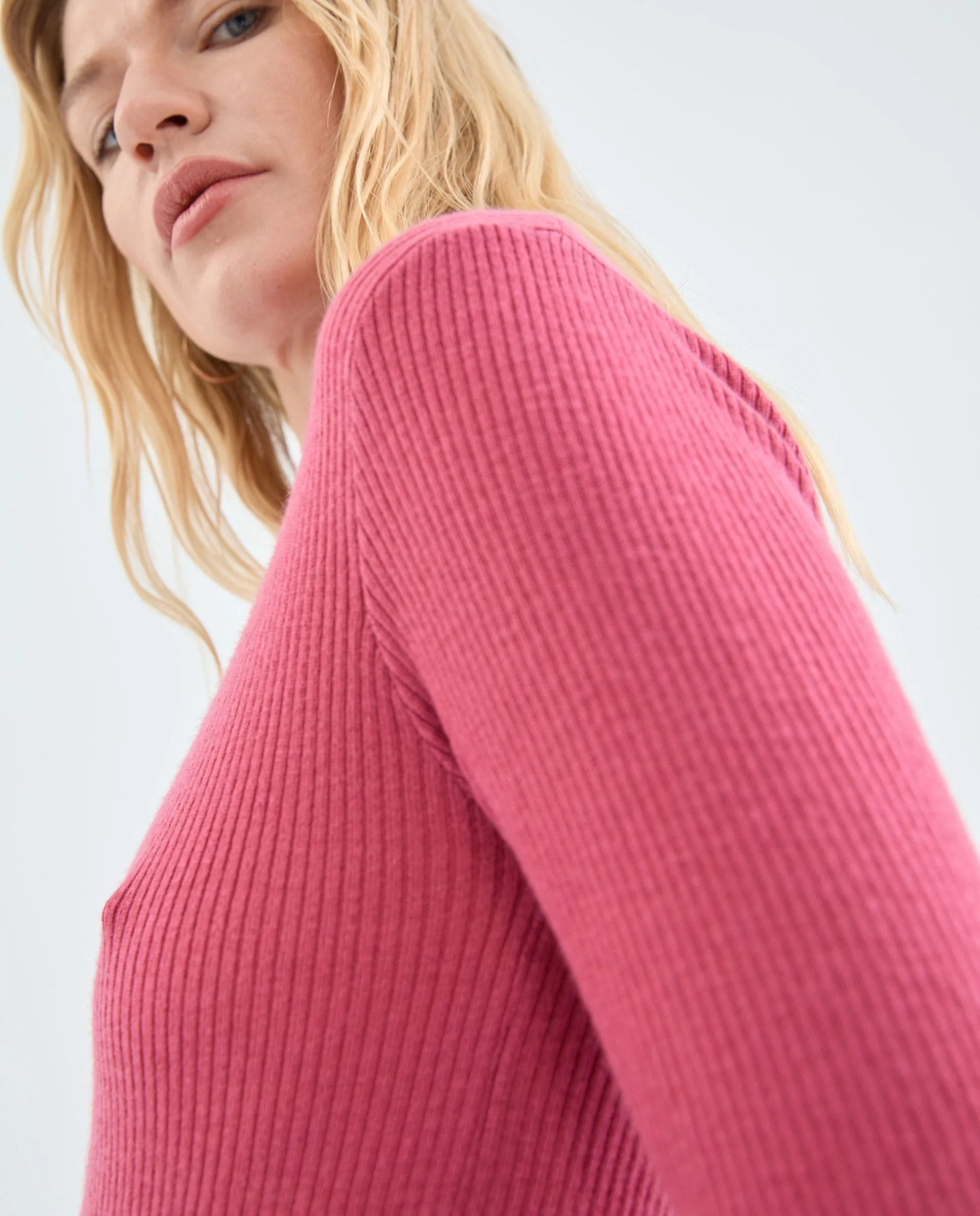 Rib Knitted Sweater Pink