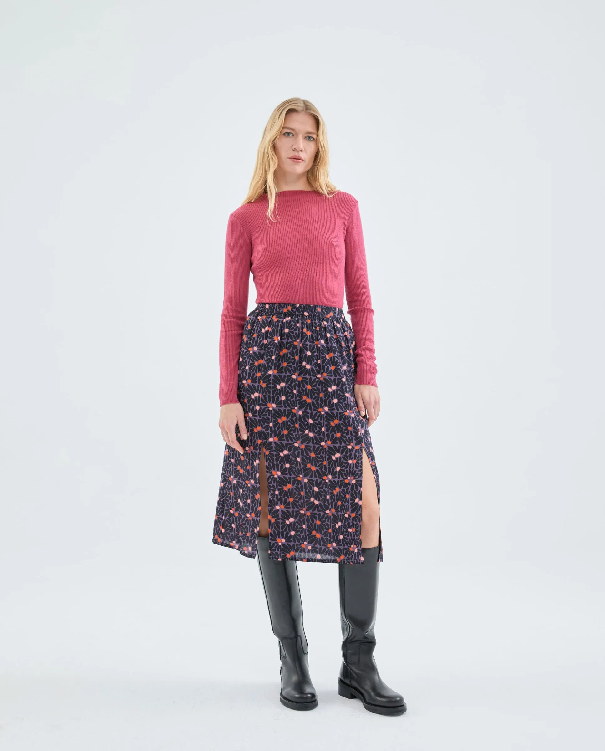 Rib Knitted Sweater Pink
