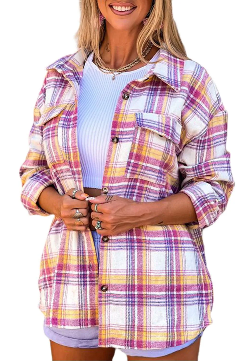 Rira Plaid Shacket with Pockets