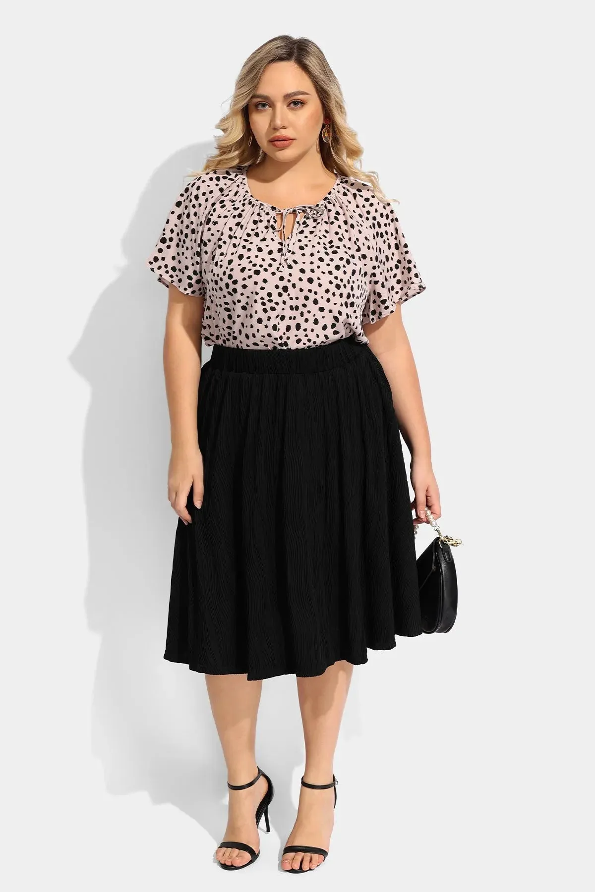 Ritera Elasticated Waist Midi Black Skirt