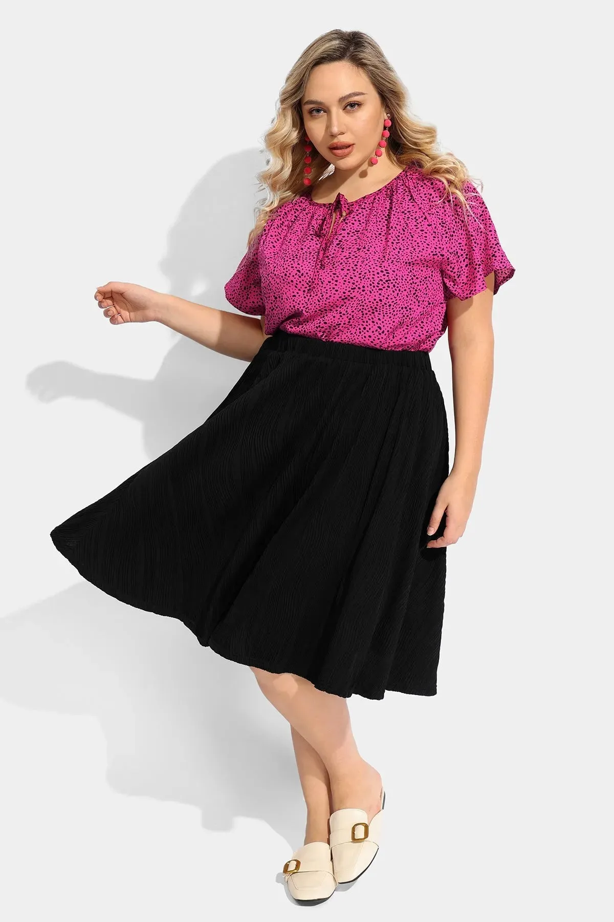 Ritera Elasticated Waist Midi Black Skirt