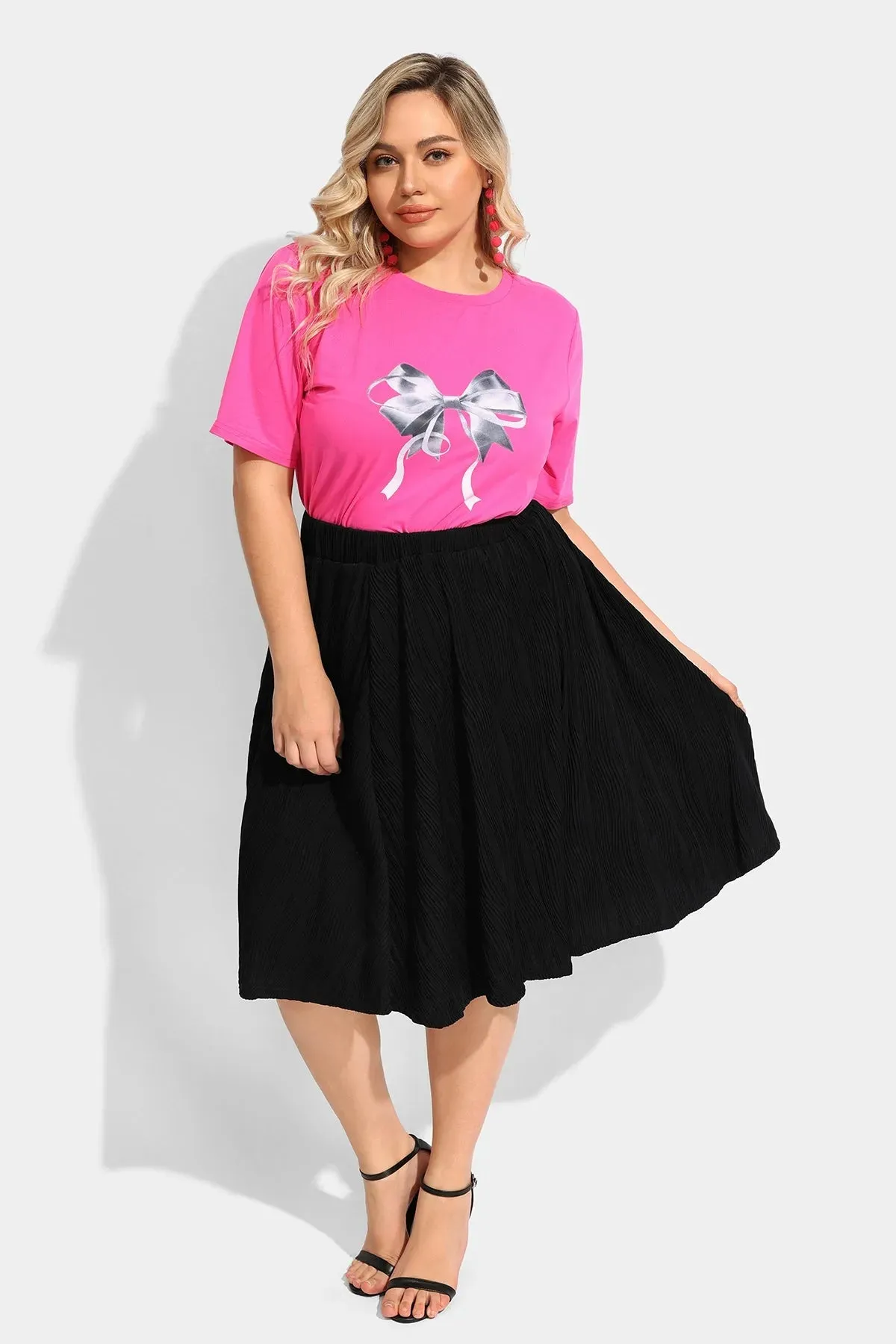 Ritera Elasticated Waist Midi Black Skirt