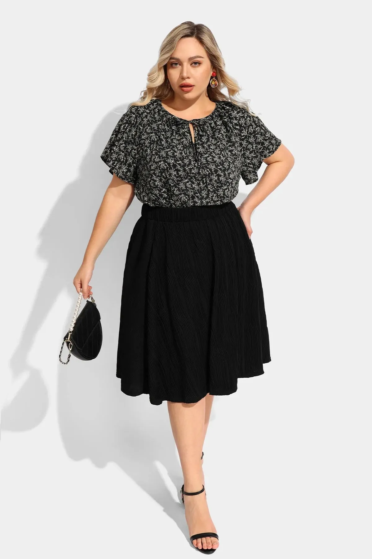 Ritera Elasticated Waist Midi Black Skirt