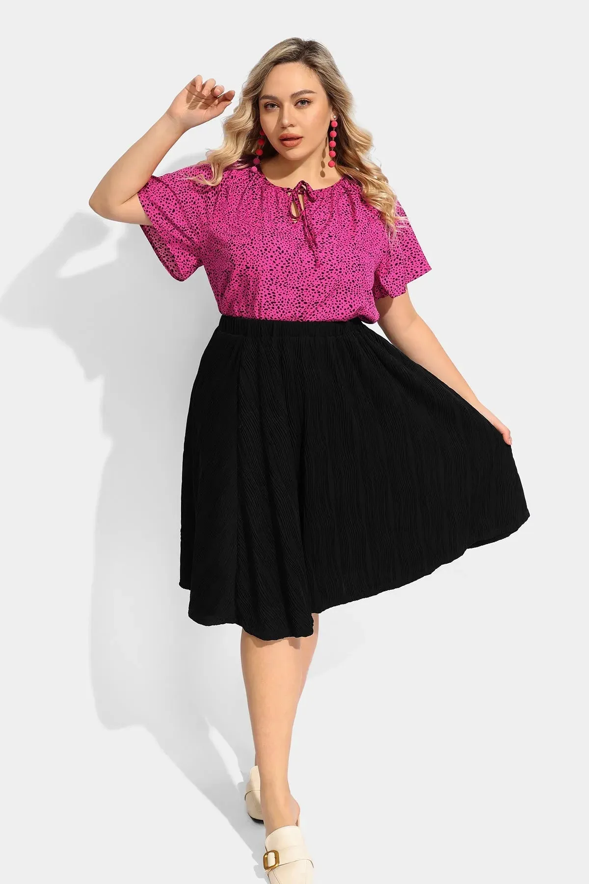 Ritera Elasticated Waist Midi Black Skirt
