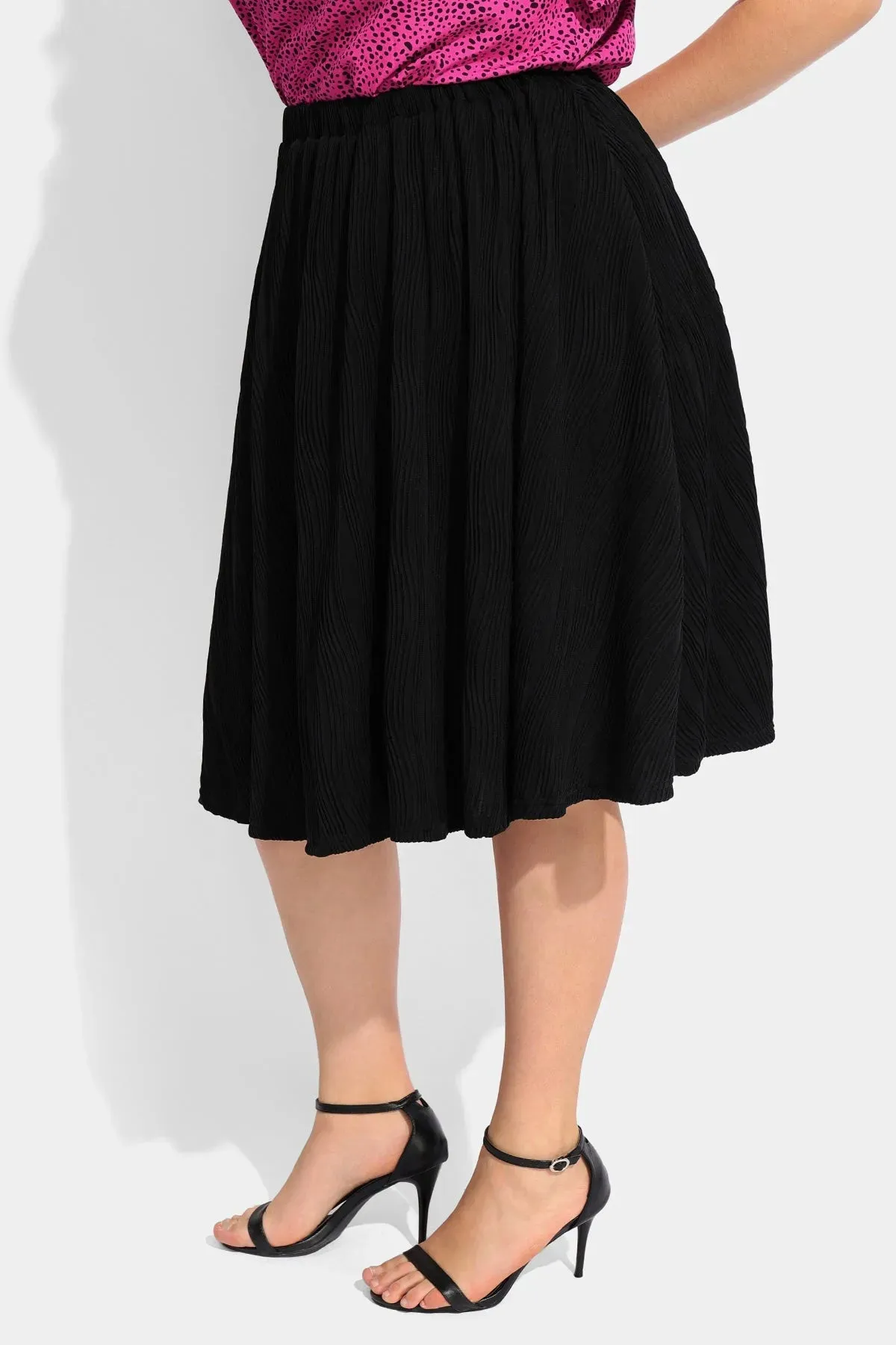 Ritera Elasticated Waist Midi Black Skirt