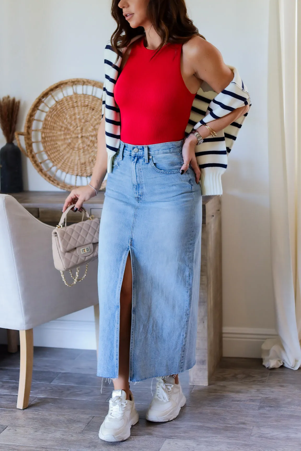 Roxane Denim Midi Skirt