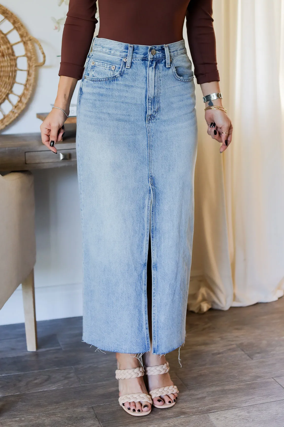 Roxane Denim Midi Skirt