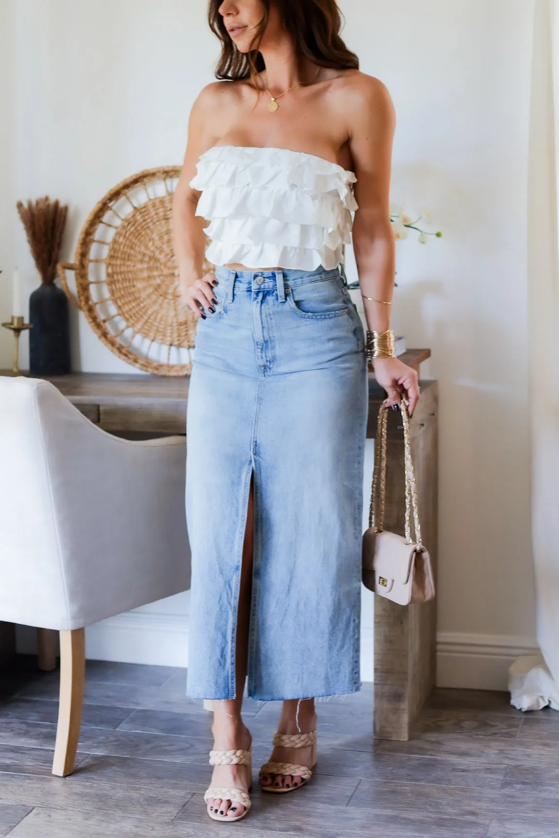 Roxane Denim Midi Skirt