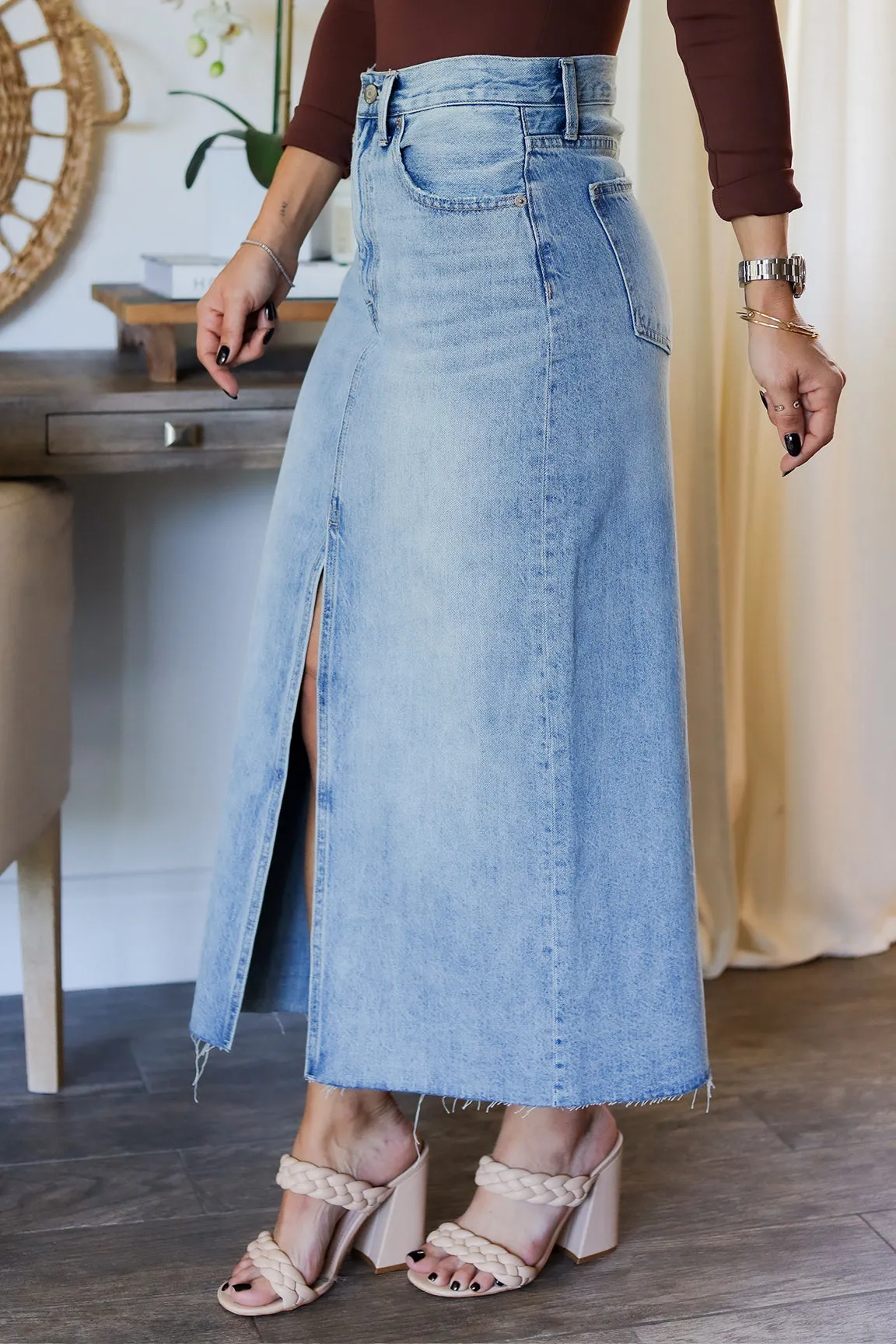 Roxane Denim Midi Skirt