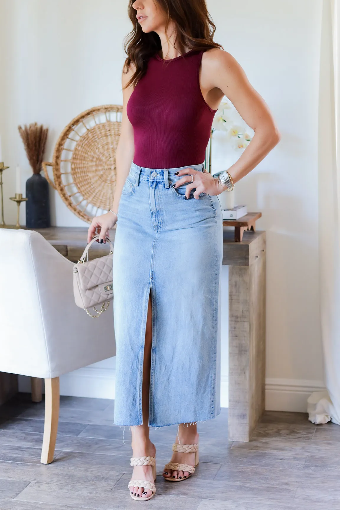 Roxane Denim Midi Skirt