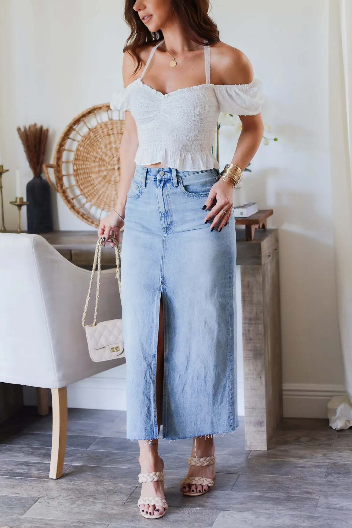 Roxane Denim Midi Skirt