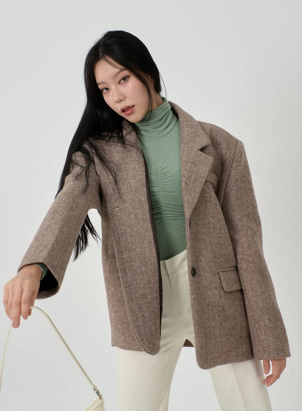 Ruched Bust Long Sleeve Turtleneck ID22