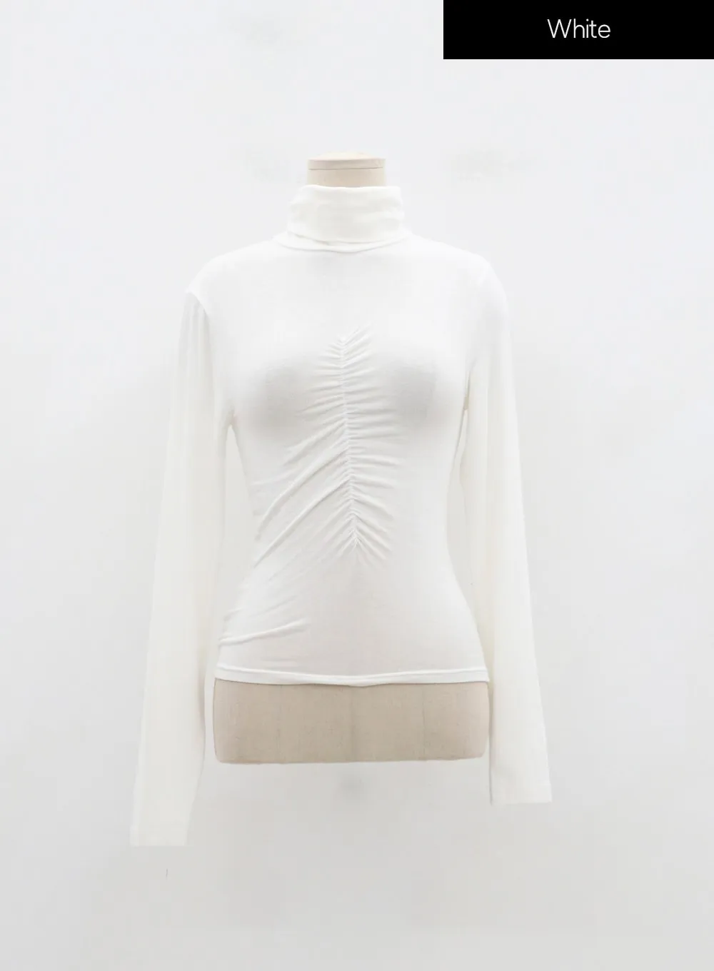 Ruched Bust Long Sleeve Turtleneck ID22