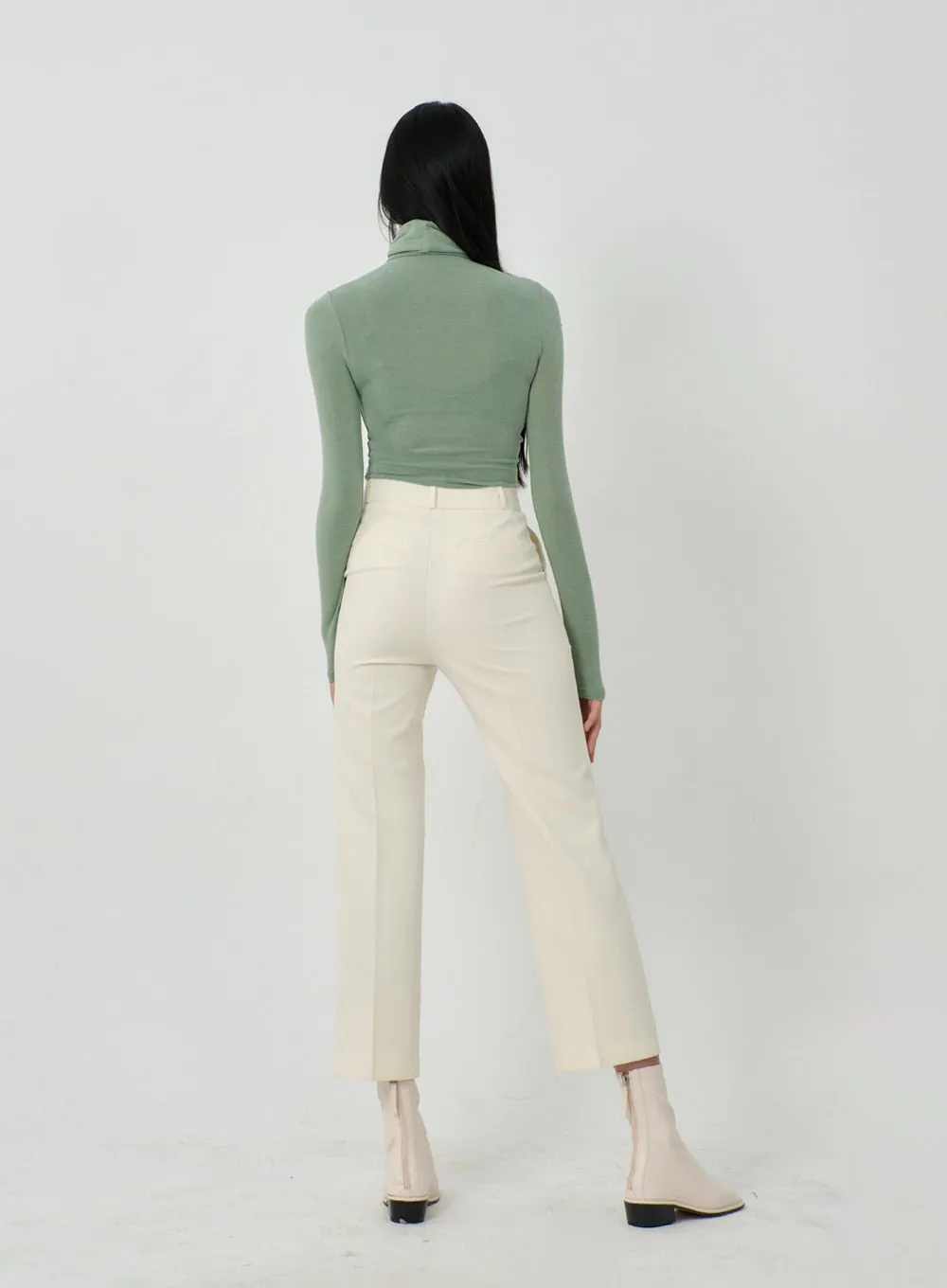 Ruched Bust Long Sleeve Turtleneck ID22