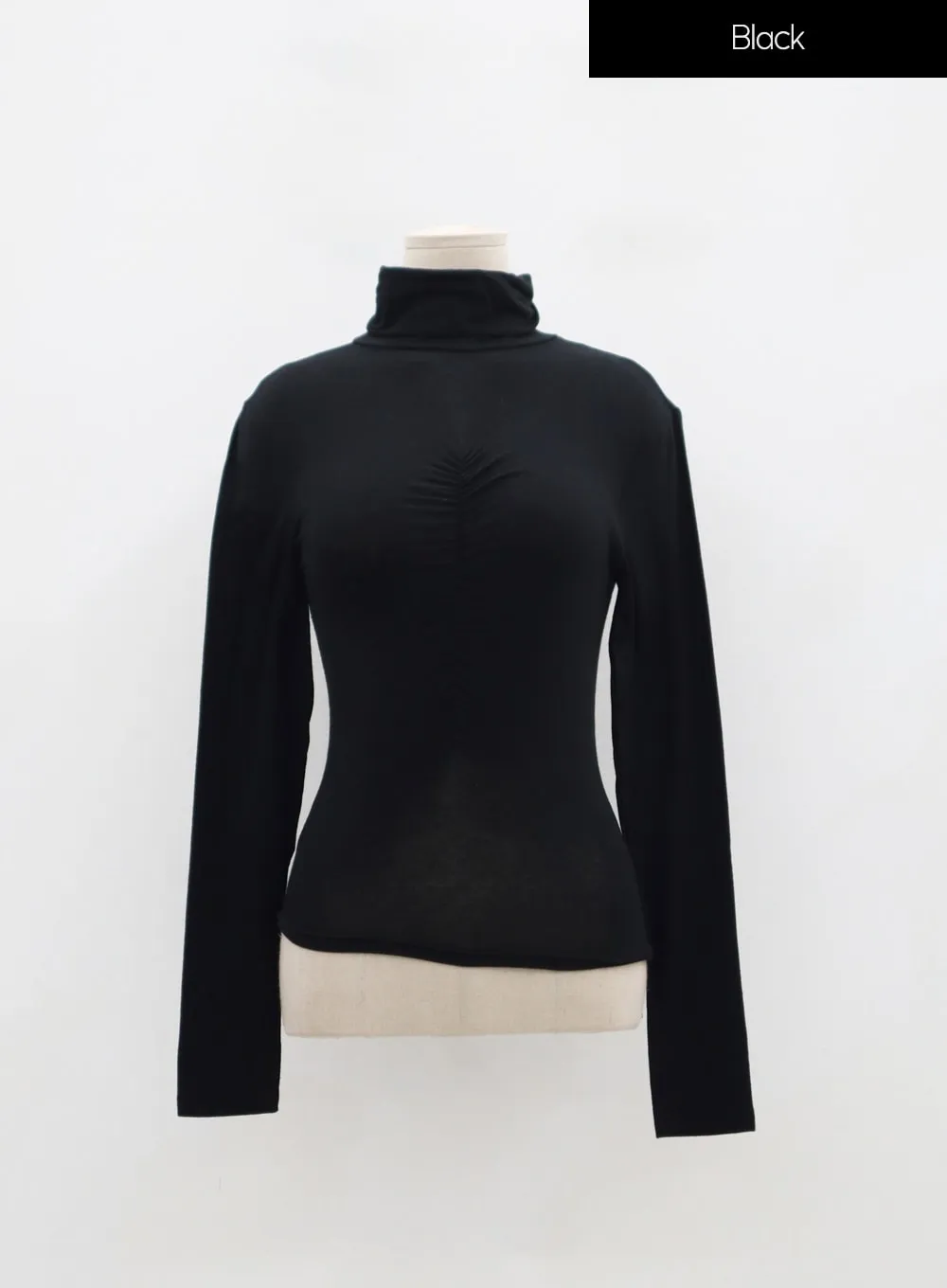 Ruched Bust Long Sleeve Turtleneck ID22