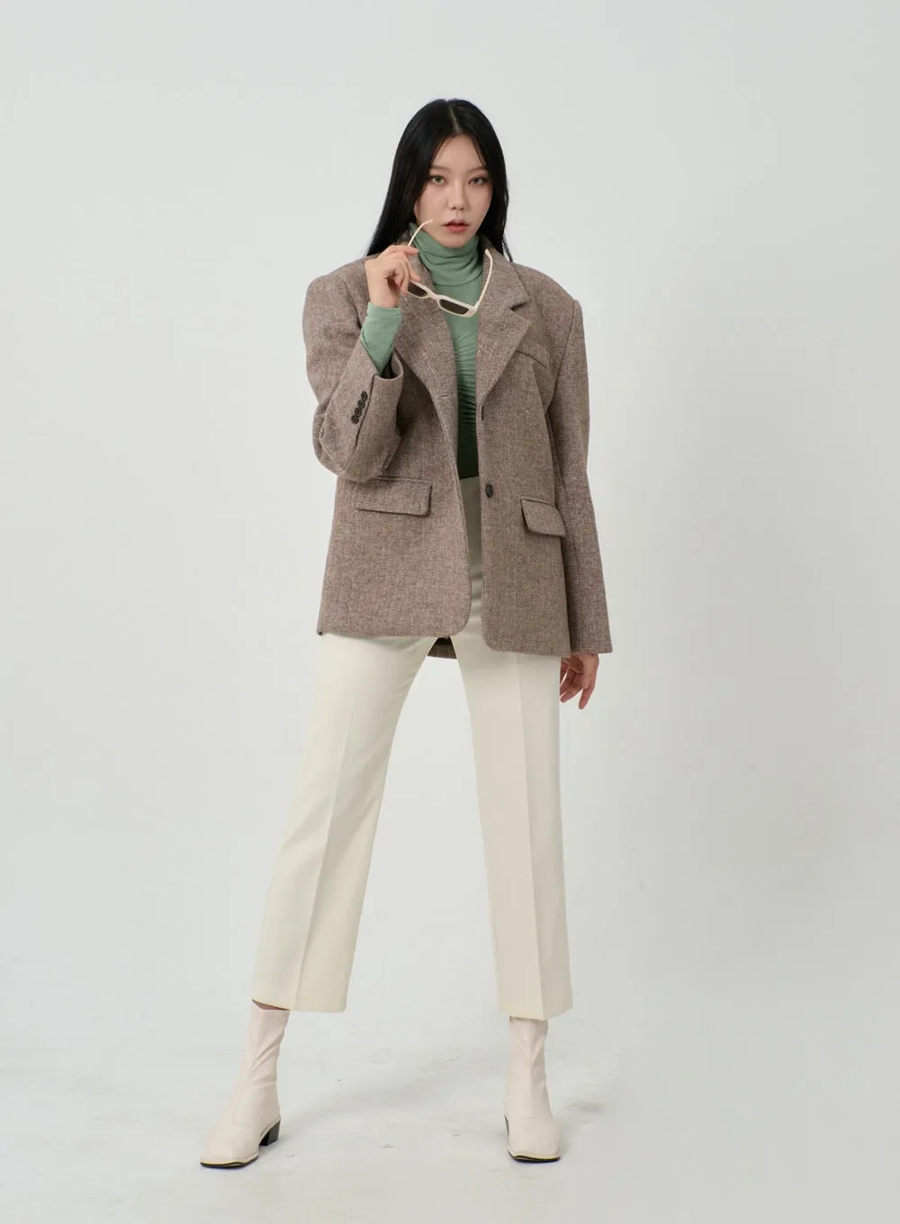 Ruched Bust Long Sleeve Turtleneck ID22