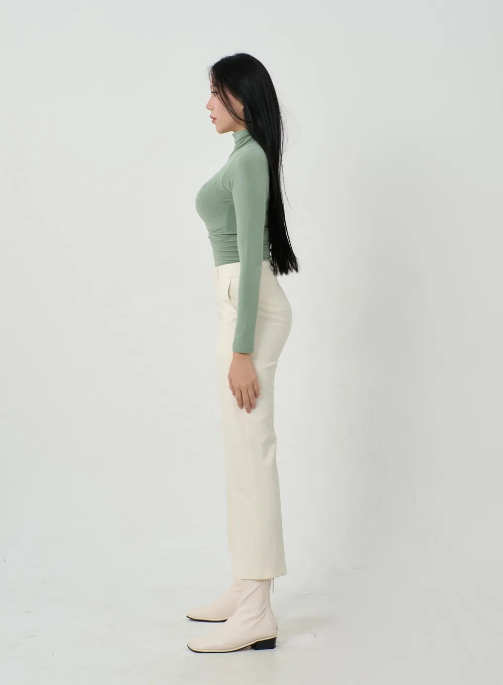 Ruched Bust Long Sleeve Turtleneck ID22