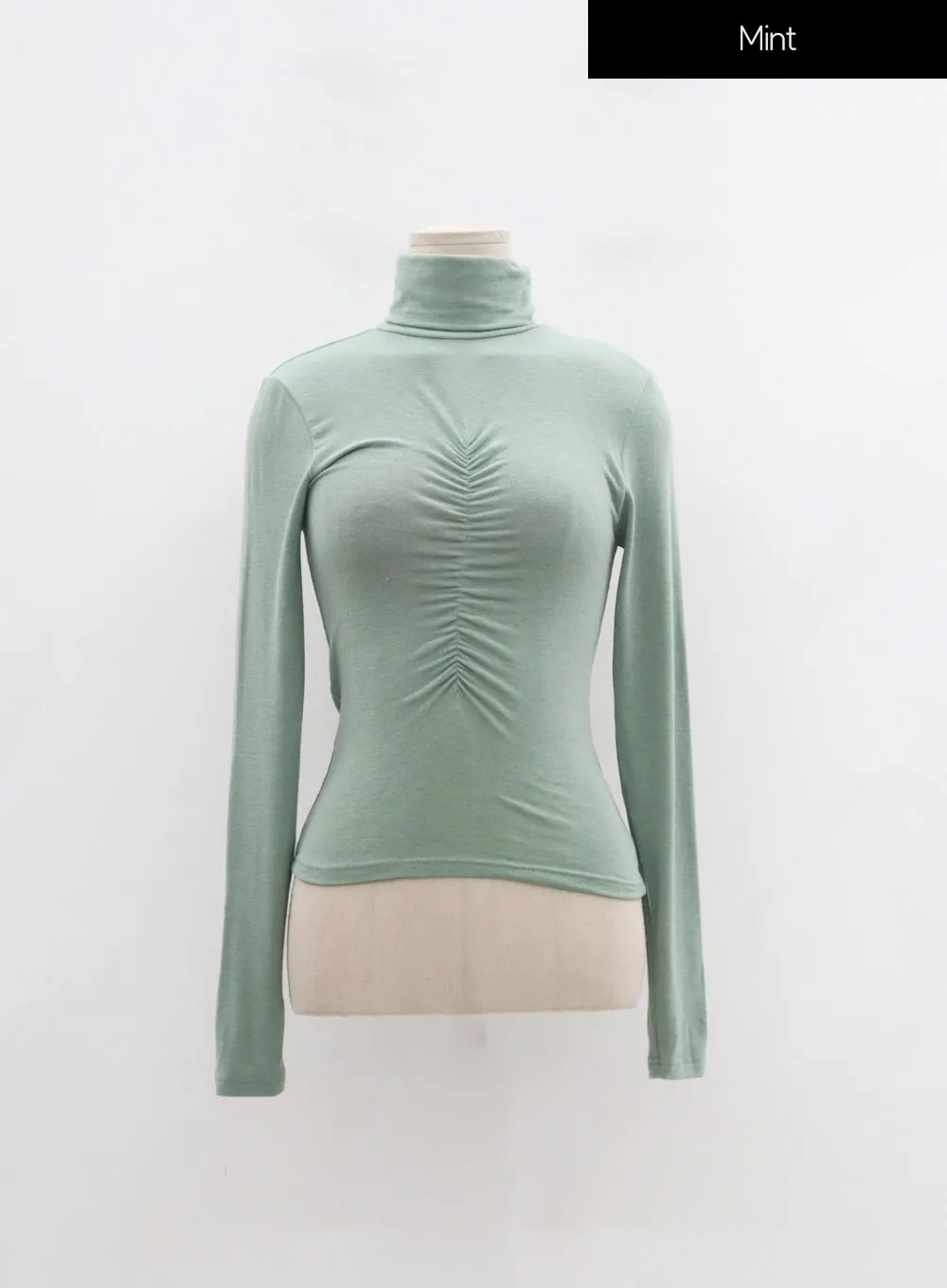Ruched Bust Long Sleeve Turtleneck ID22