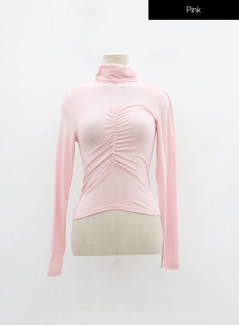 Ruched Bust Long Sleeve Turtleneck ID22