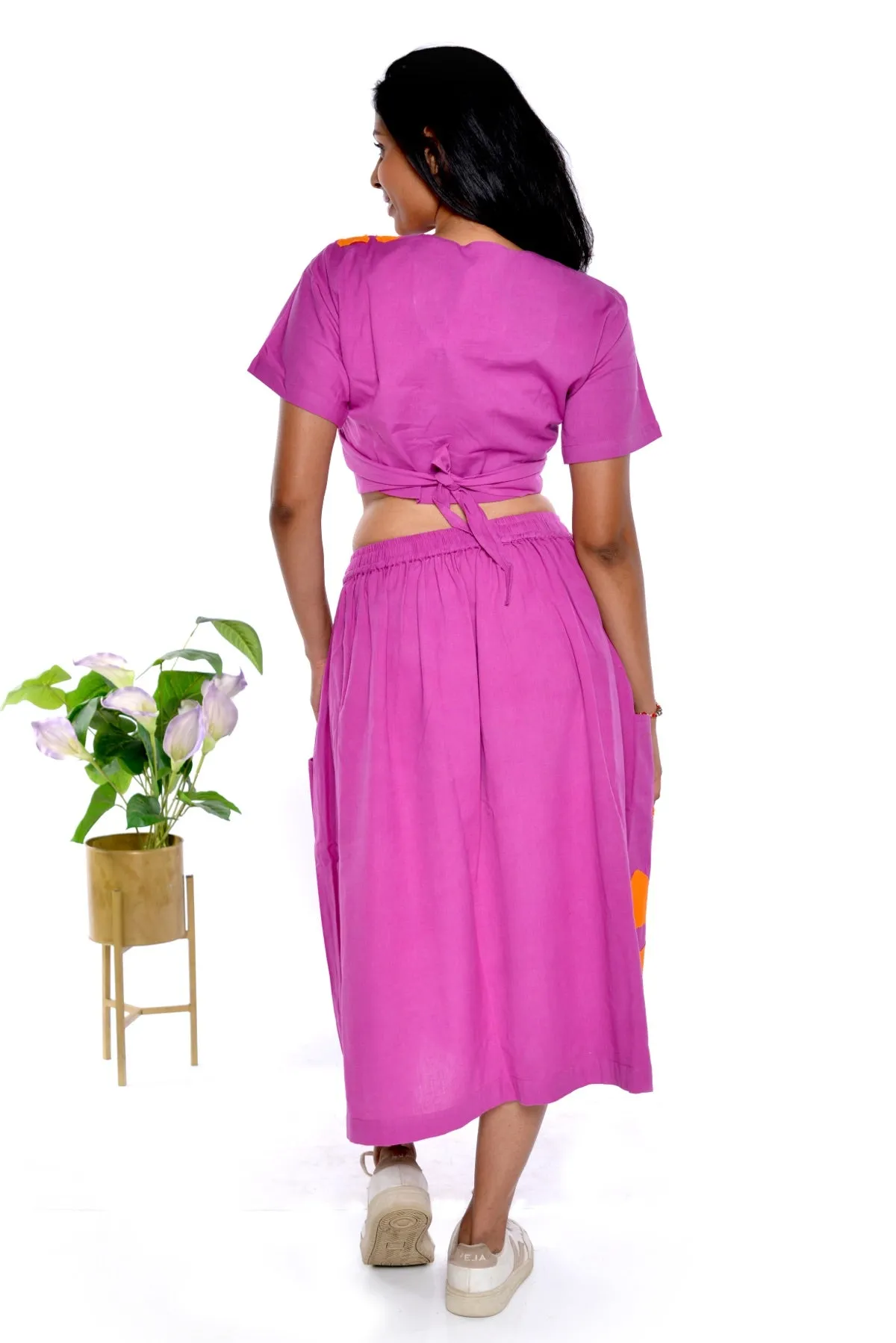 Samara Fuschia Handloom Cotton Skirt Co-Ord 2 Pc Set