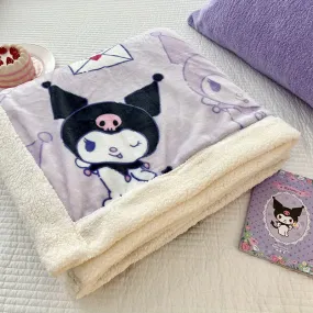 Sanrio Double Layer Plush Fleece Blanket - Cozy Lamb Wool, Autumn & Winter Warmth - Ideal for Snuggly Naps & Chilly Nights