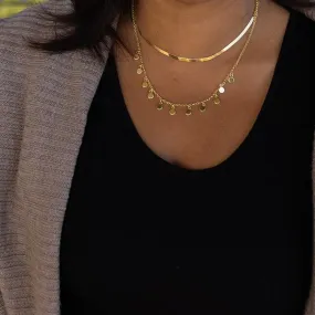 Sara Dangling Disc Necklace,Gold Vermeil