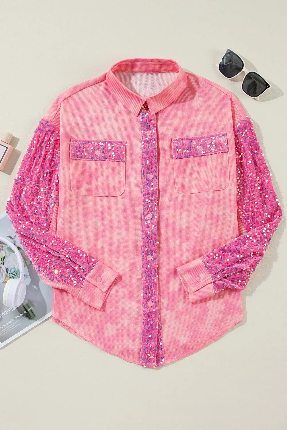 Sassy Shades Of Pink Sequin Shacket