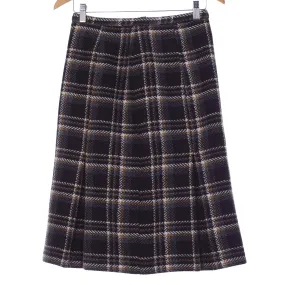 Seigal Separates Vintage Wool Skirt. Brown Check. UK Size 10