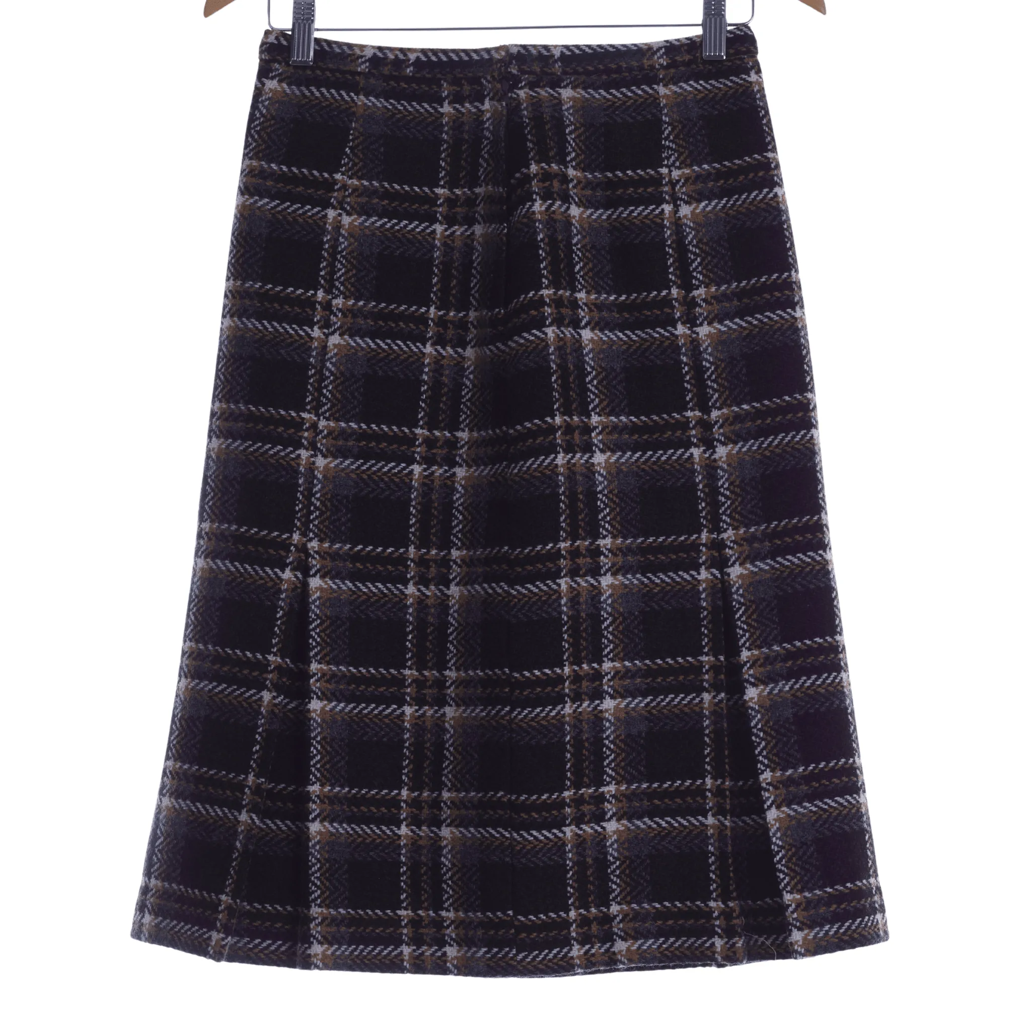 Seigal Separates Vintage Wool Skirt. Brown Check. UK Size 10