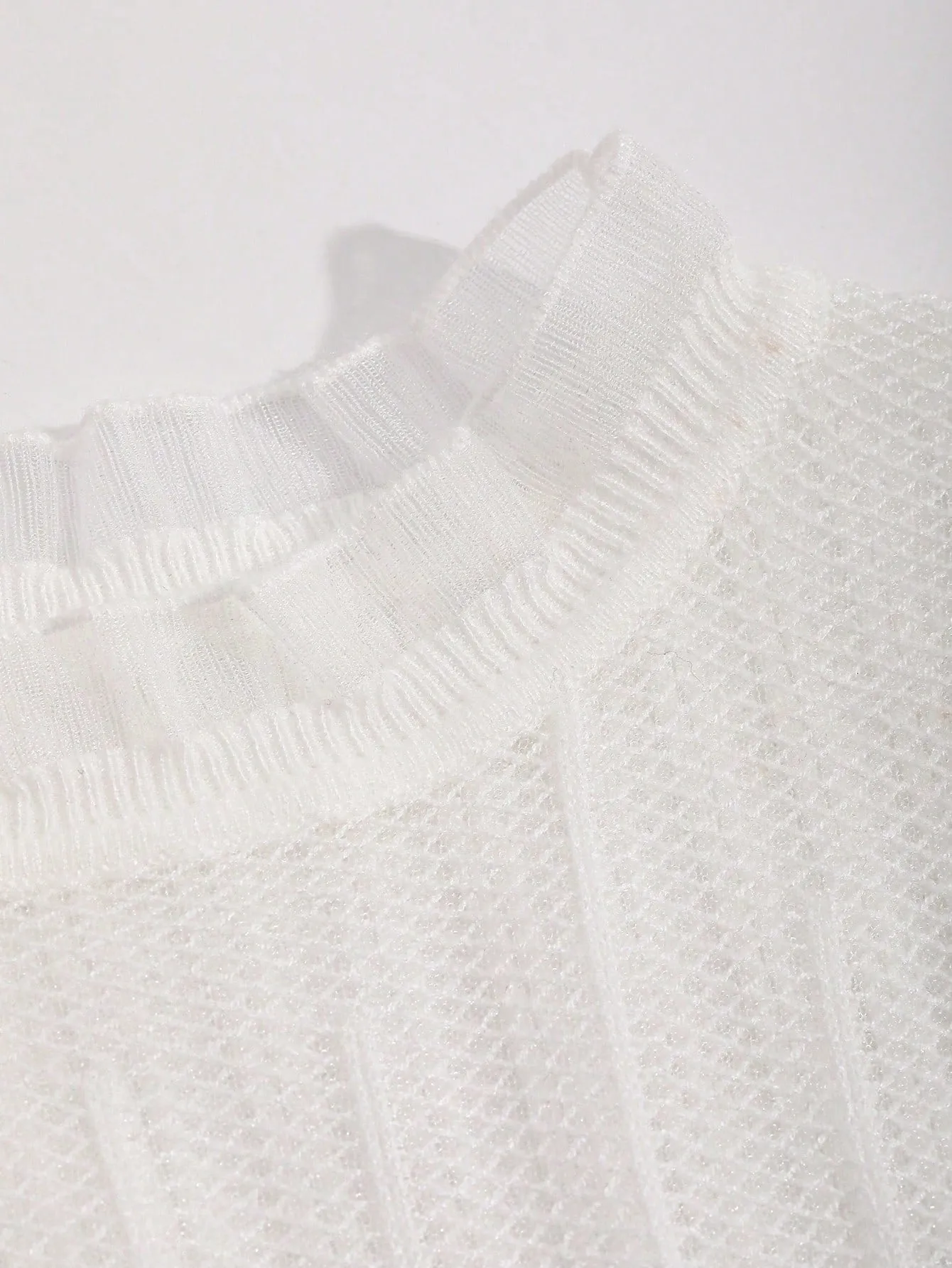 SHEIN DAZY Solid Frill Trim Ribbed Knit Sweater