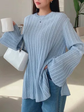 SHEIN DAZY Women's Business Casual Solid Color Flare Sleeve Sweater
