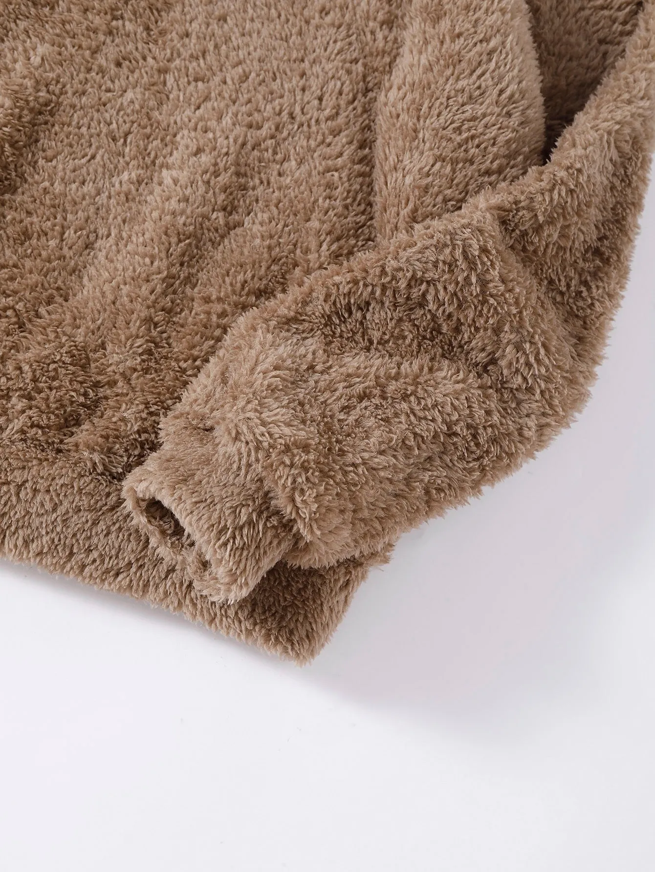 SHEIN Drop Shoulder 3D Ear Teddy Hoodie