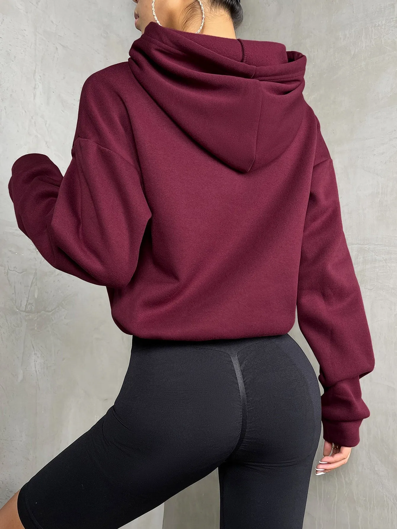SHEIN Drop Shoulder Drawstring Hoodie