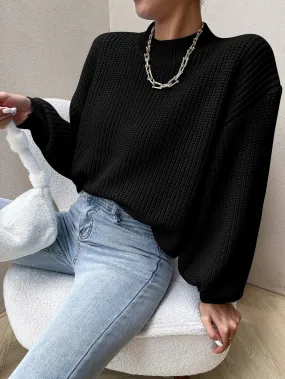 SHEIN Essnce Mock Neck Drop Shoulder Sweater