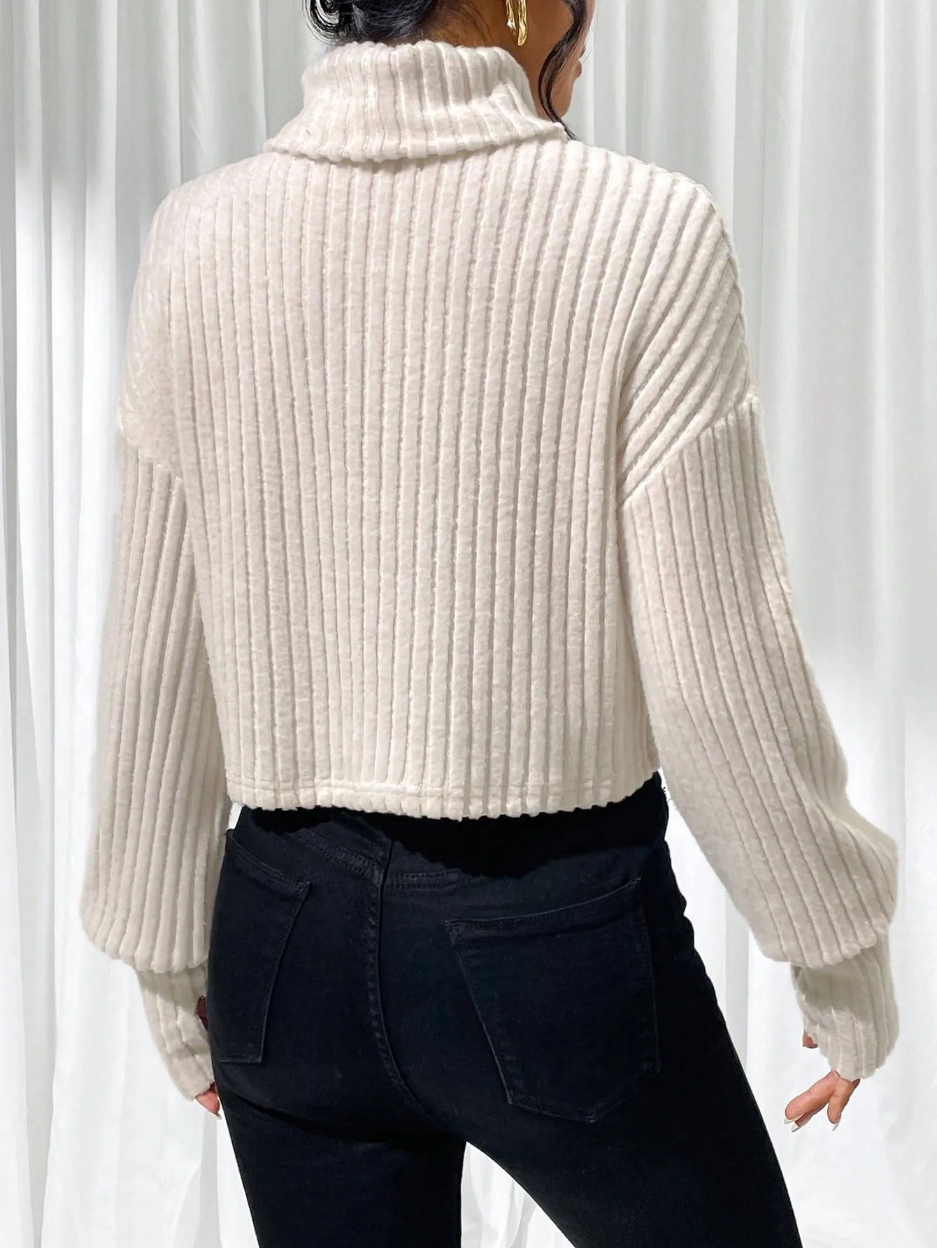 SHEIN Essnce Turtleneck Drop Shoulder Tee