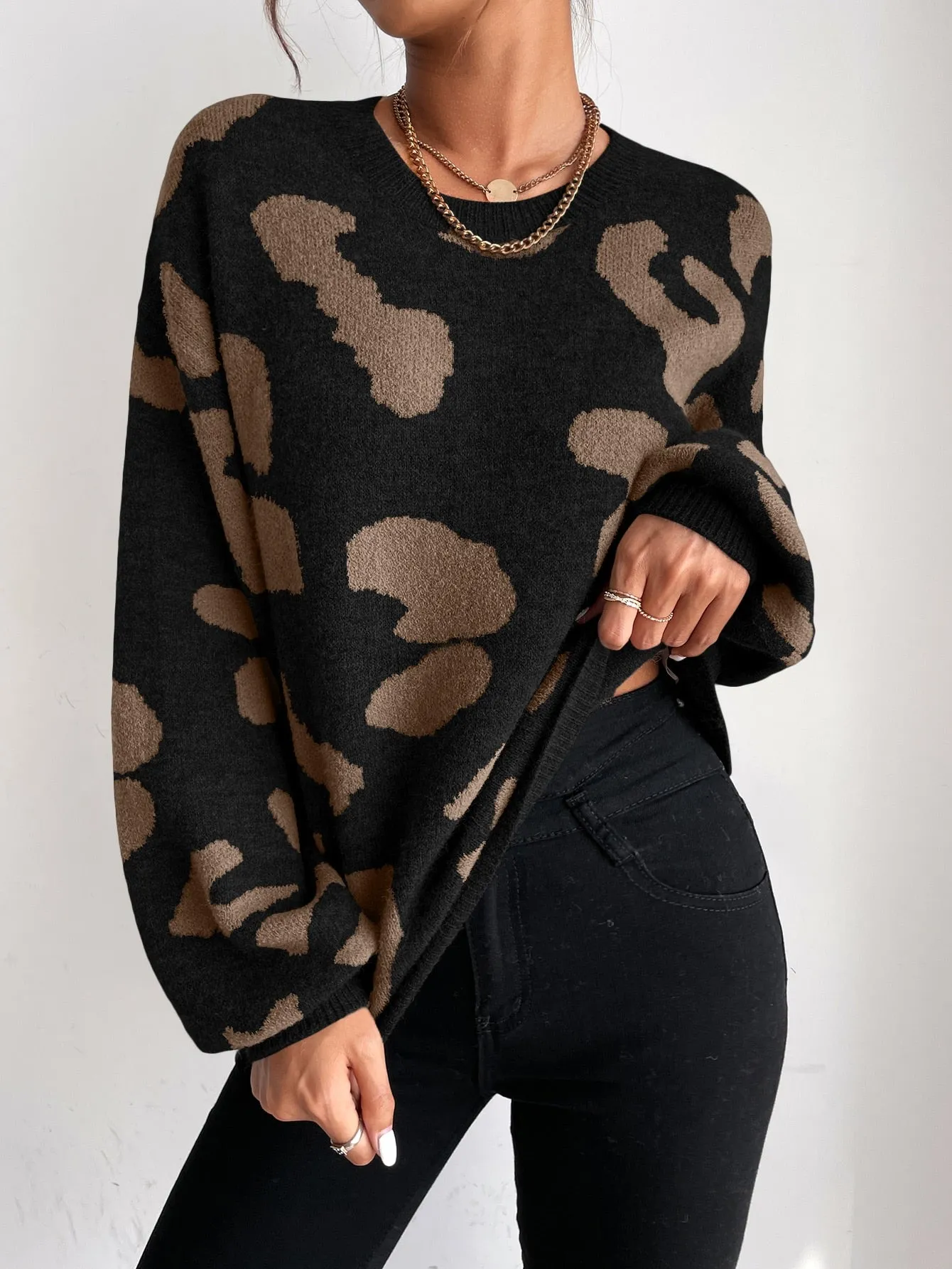 SHEIN Frenchy Drop Shoulder Fluffy Knit Jumper