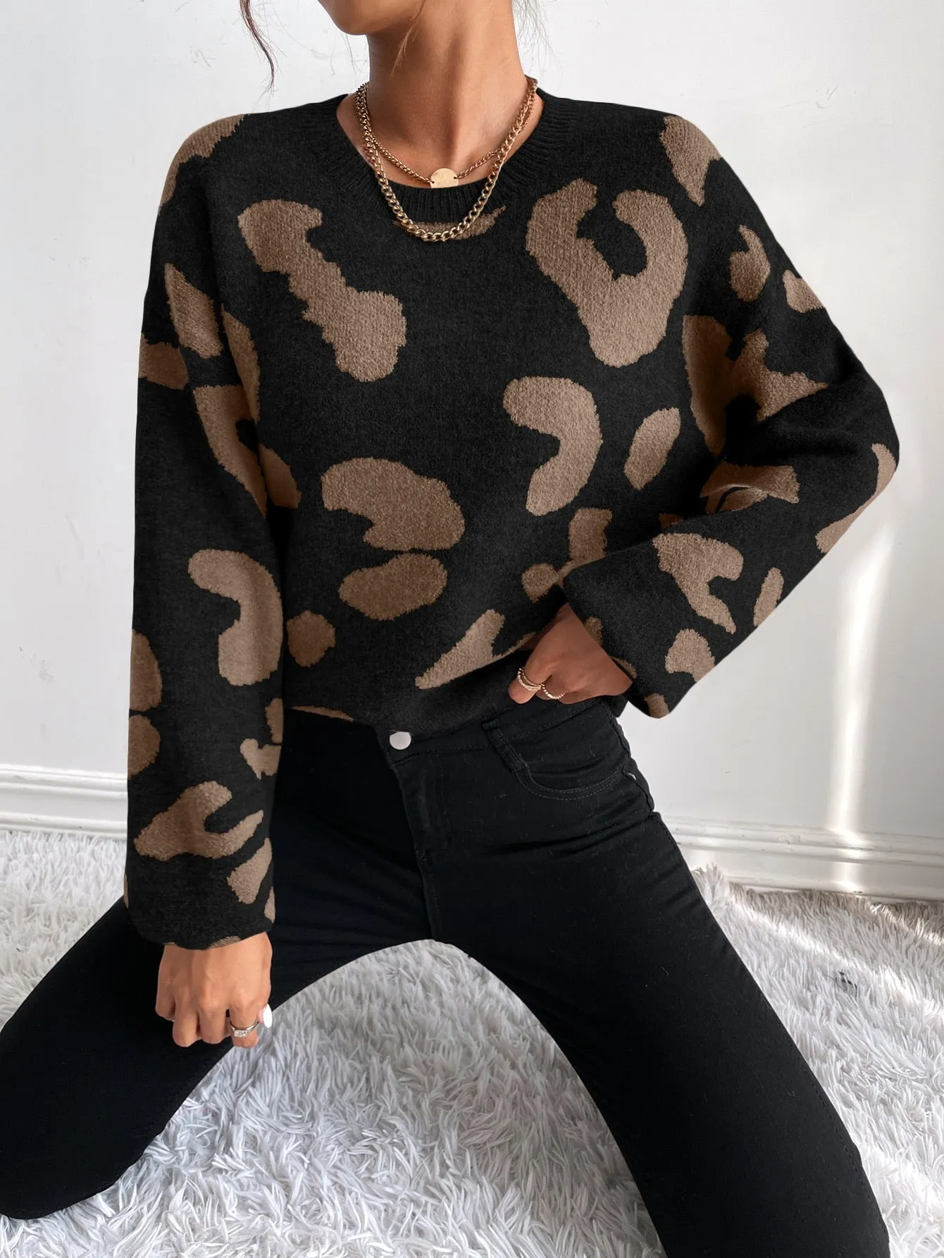 SHEIN Frenchy Drop Shoulder Fluffy Knit Jumper