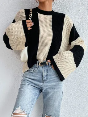 SHEIN Frenchy Two Tone Drop Shoulder Sweater
