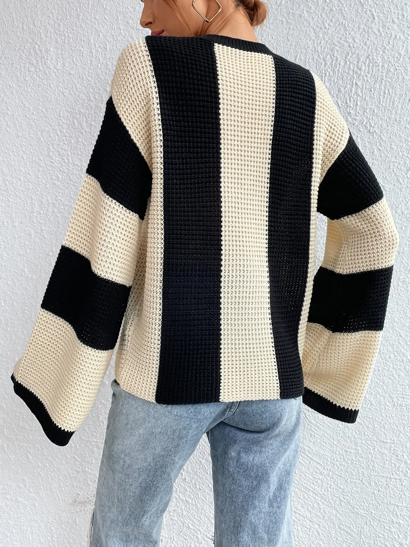 SHEIN Frenchy Two Tone Drop Shoulder Sweater