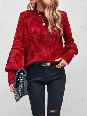 SHEIN LUNE Mock Neck Lantern Sleeve Sweater