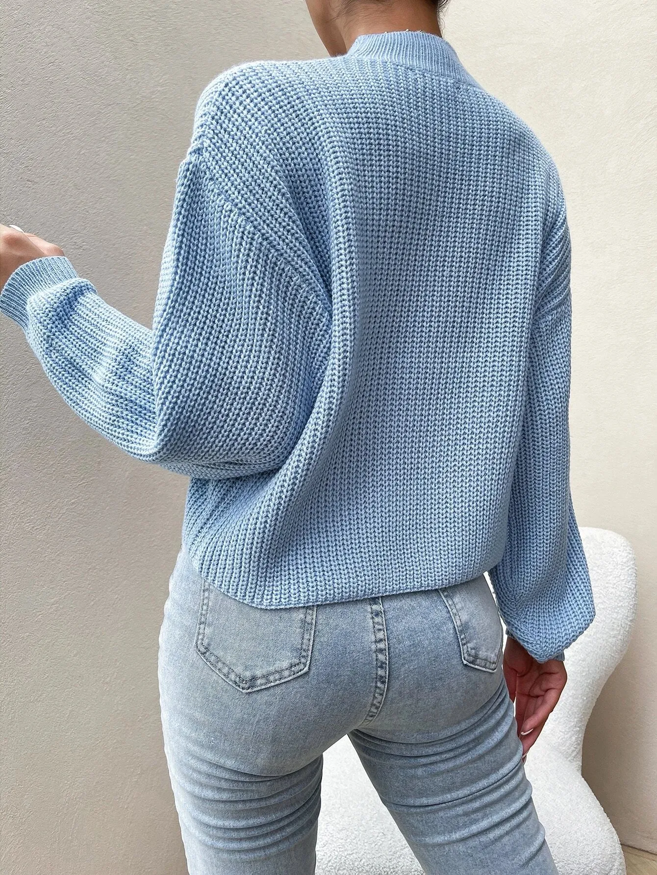 Shein Mock Neck Drop Shoulder Sweater